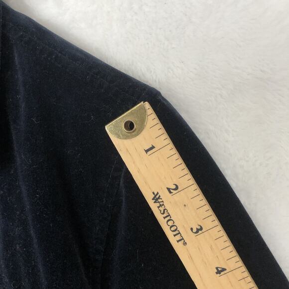 VTG 100% Cotton Velvet Trucker Jacket Women’s Sz L Navy Blue Metal Button Up - Picture 8 of 11